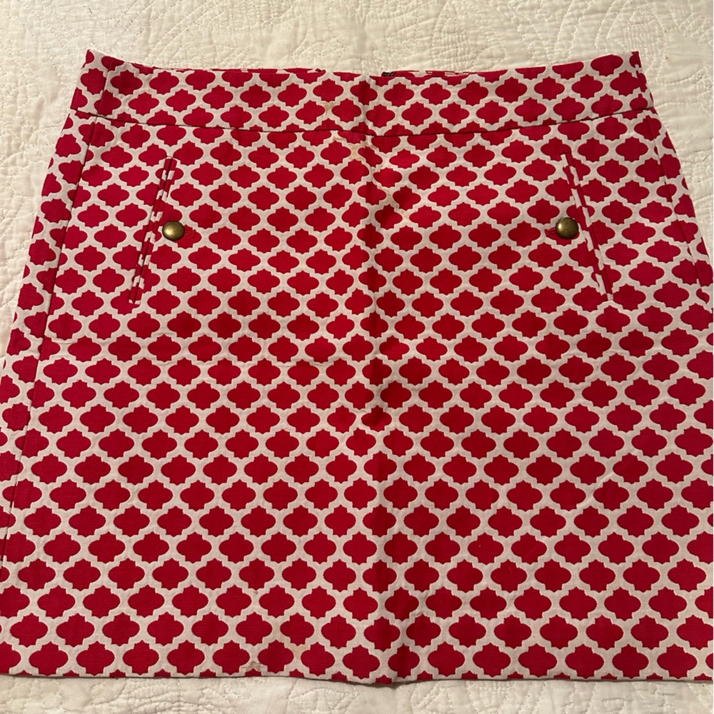 Loft Red and White Skirt